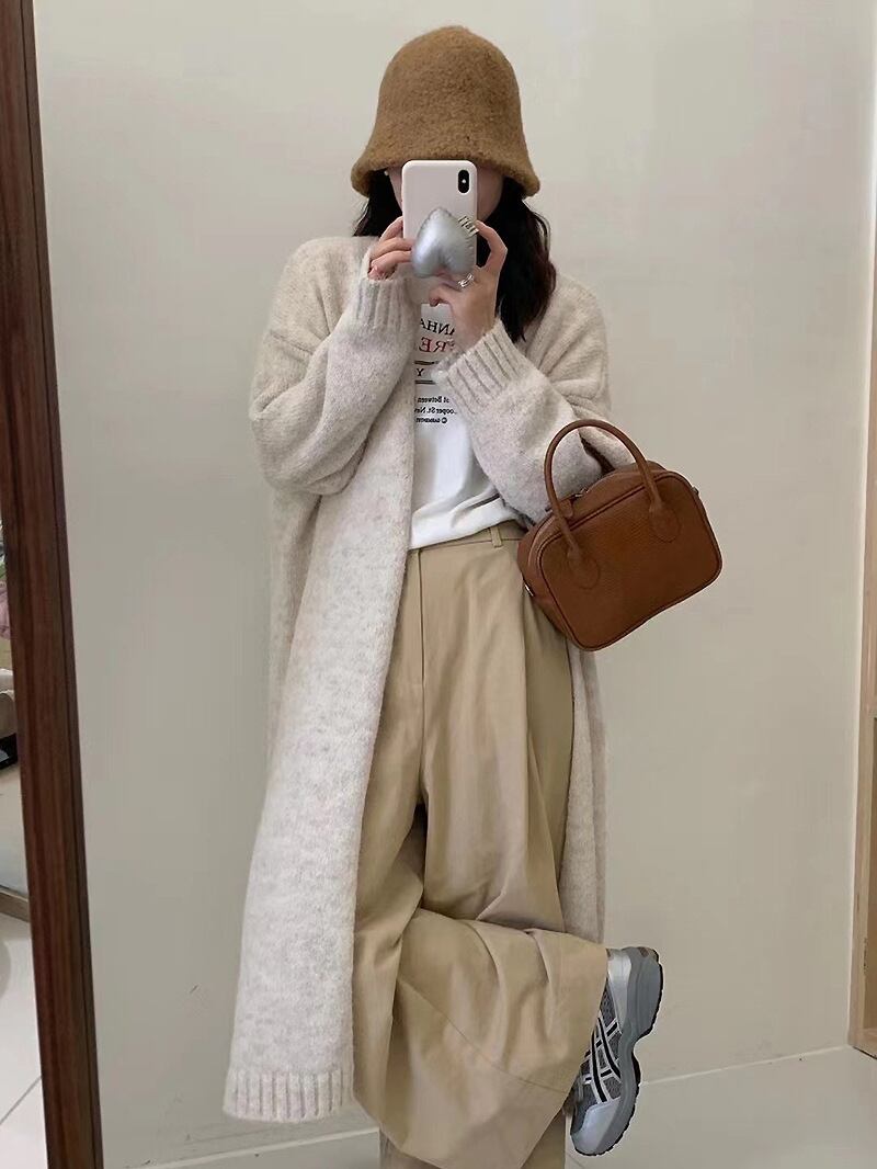 【outer】ロングニットカーディガン Q7155