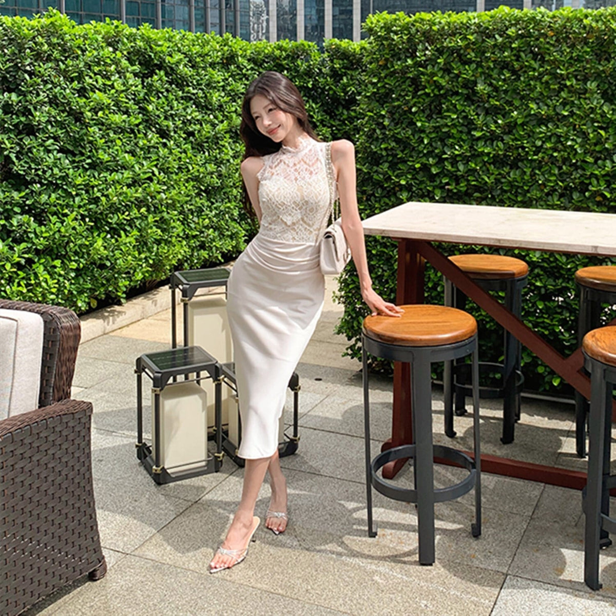【dress】レース切り替えデートワンピース　N2687