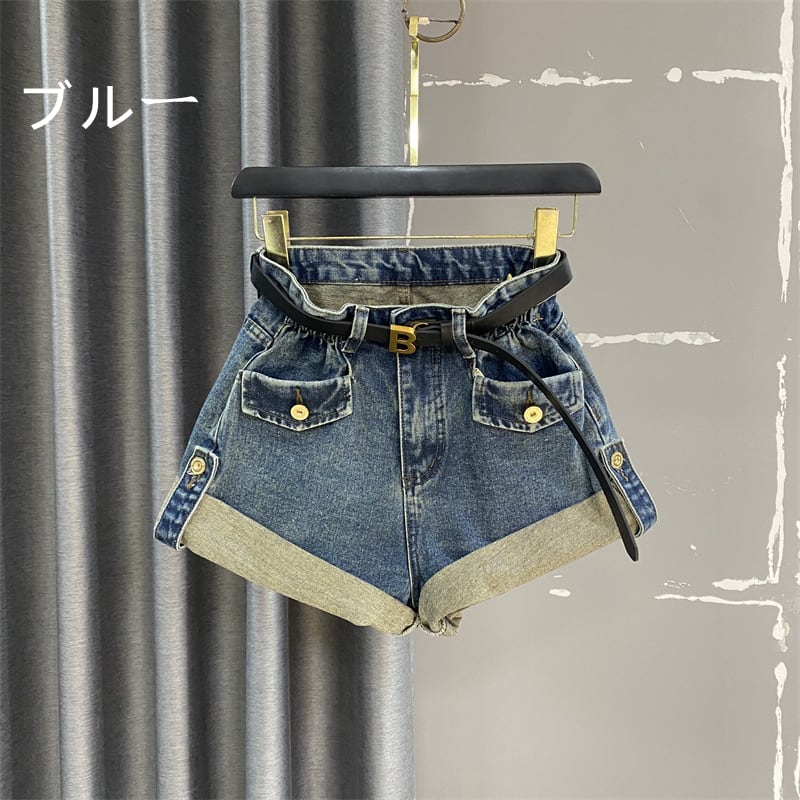 【bottoms】ハイウエストショートパンツG20940