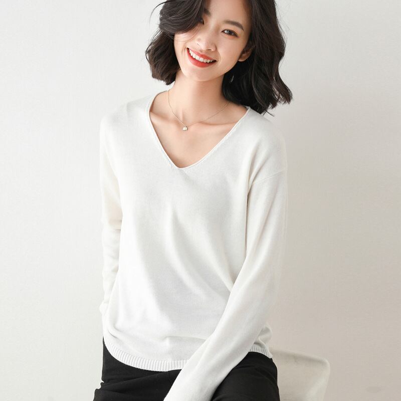 【tops】Vネックニットプルオーバー　M19161