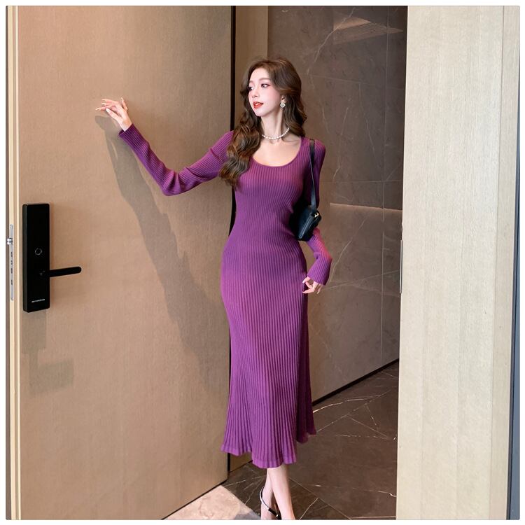 【dress】無地ニットワンピース　M18293
