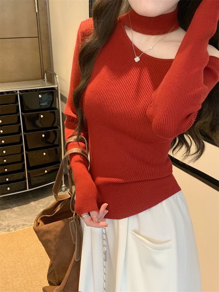【tops】オフショルダーニットトップス　M28410