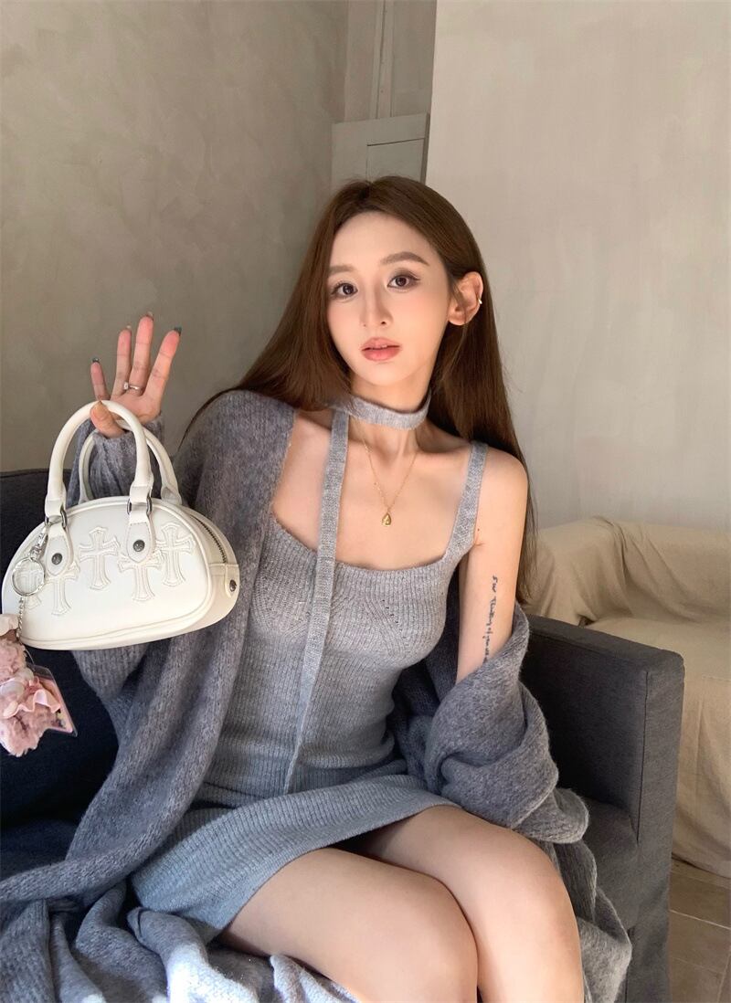 【set】ニットキャミワンピース×ニットカーデセット　M28366