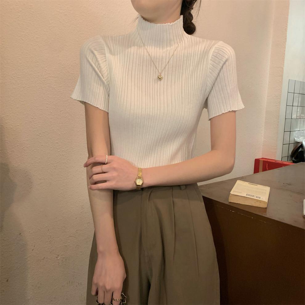 【tops】ハーフネックニットTシャツG21551