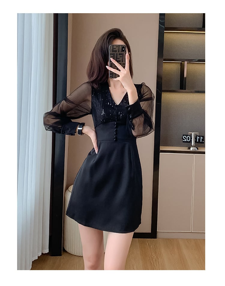 【dress】チュールドッキングワンピース　M18849