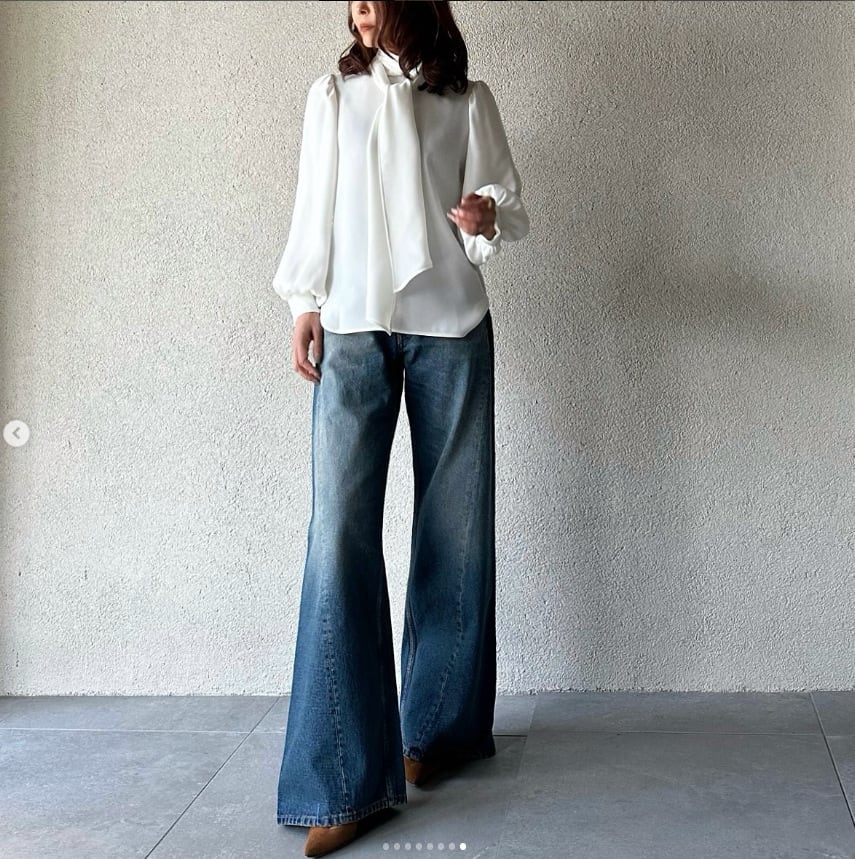 【tops】リボン付きシャツトップス　M28012