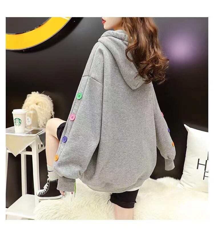 【tops】数量限定秋冬新作配色ラウンドネック長袖厚手3色裏起毛着回し配色パーカーF1335