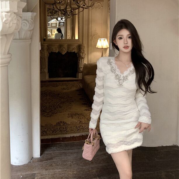 【dress】ビジューレースデートワンピース　M28176