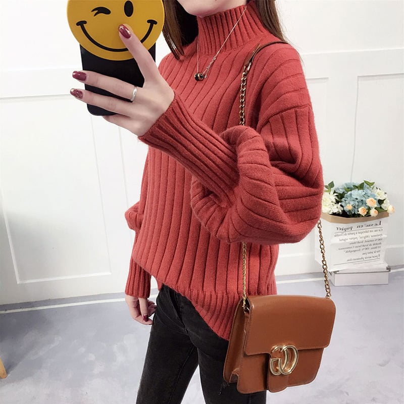 【tops】ランタンスリーブニットセーター　M28857