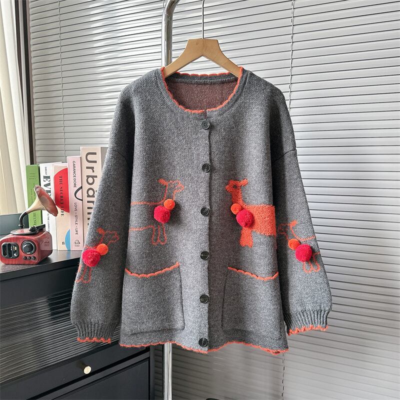 【outer】クルーネックニットカーデ　M18738