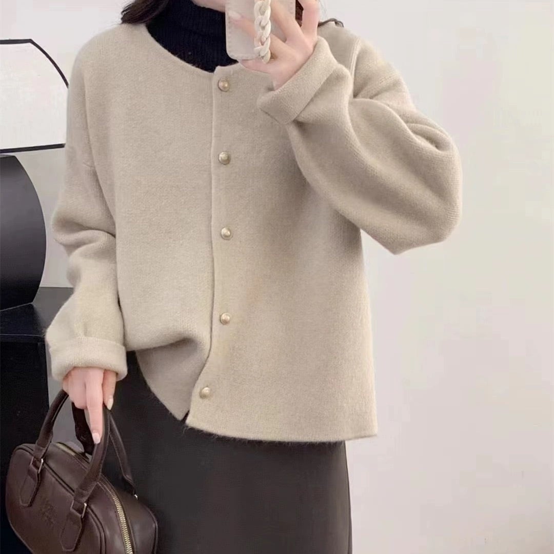 【outer】クルーネックニットカーデ　M25943