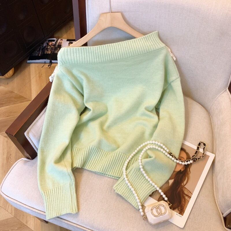 【tops】レース切り替えニットセーター　M29192