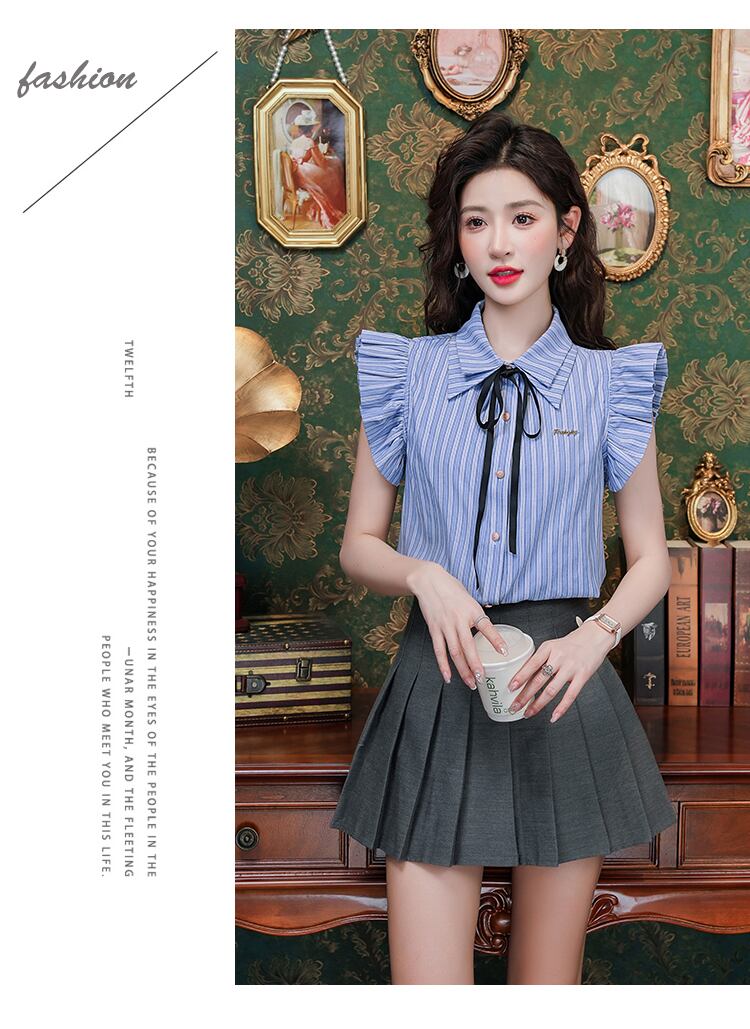 【tops】ストライプ柄ブラウスG21344