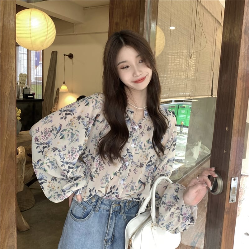 【tops】花柄シャツトップス　M25330