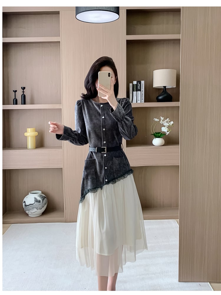 【dress】チュールコンビワンピース　M29588