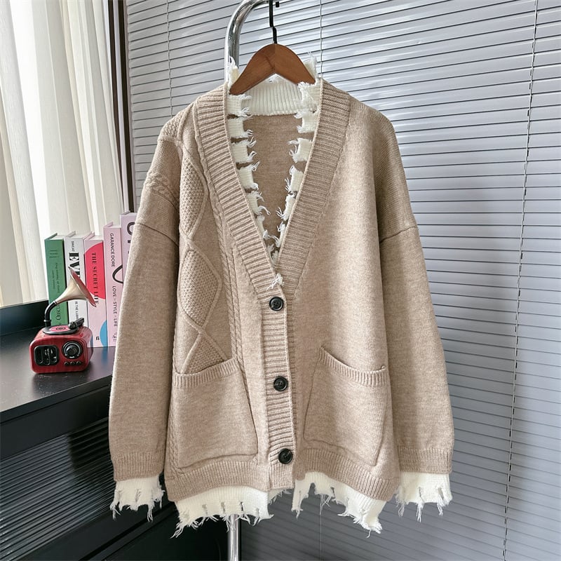 【outer】配色ニットカーデ　M26137
