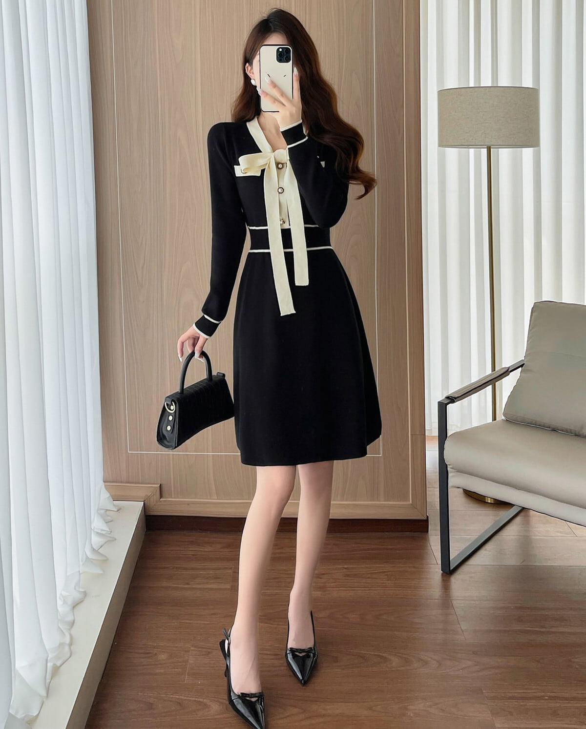 【dress】リボンニットワンピース　N3353