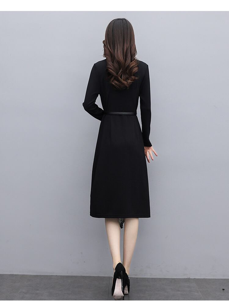 【dress】エレガントファッション気質満点春Vネック切り替えワンピース G2038