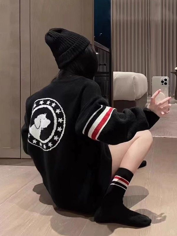 【tops】ラウンドネック長袖ニットセーターF8257