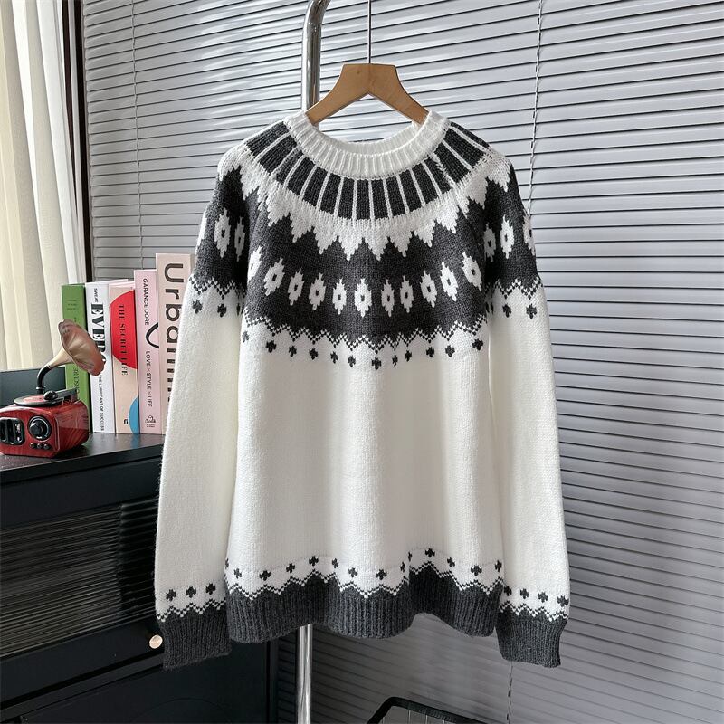 【tops】ジャカードニットセーター　M18558