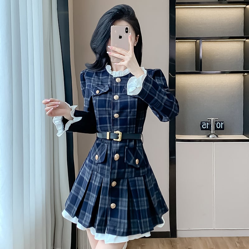 【dress】チェック柄ワンピース　M26178