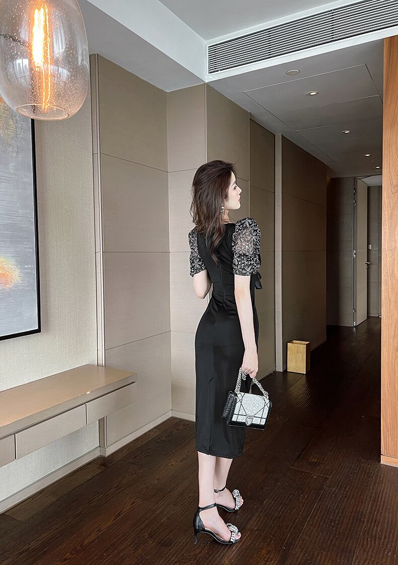 【dress】レース切り替えワンピース　M29601