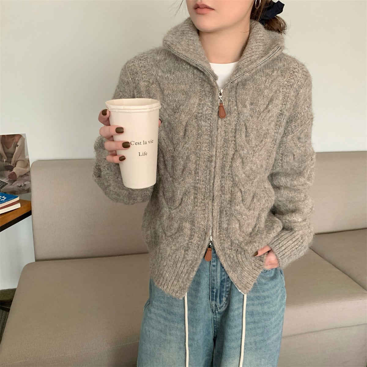【outer】Wジップニットカーデ　M27741