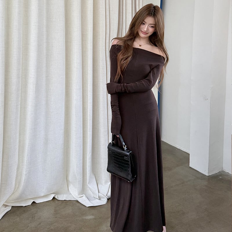 【dress】オフショルロングワンピース Q6924