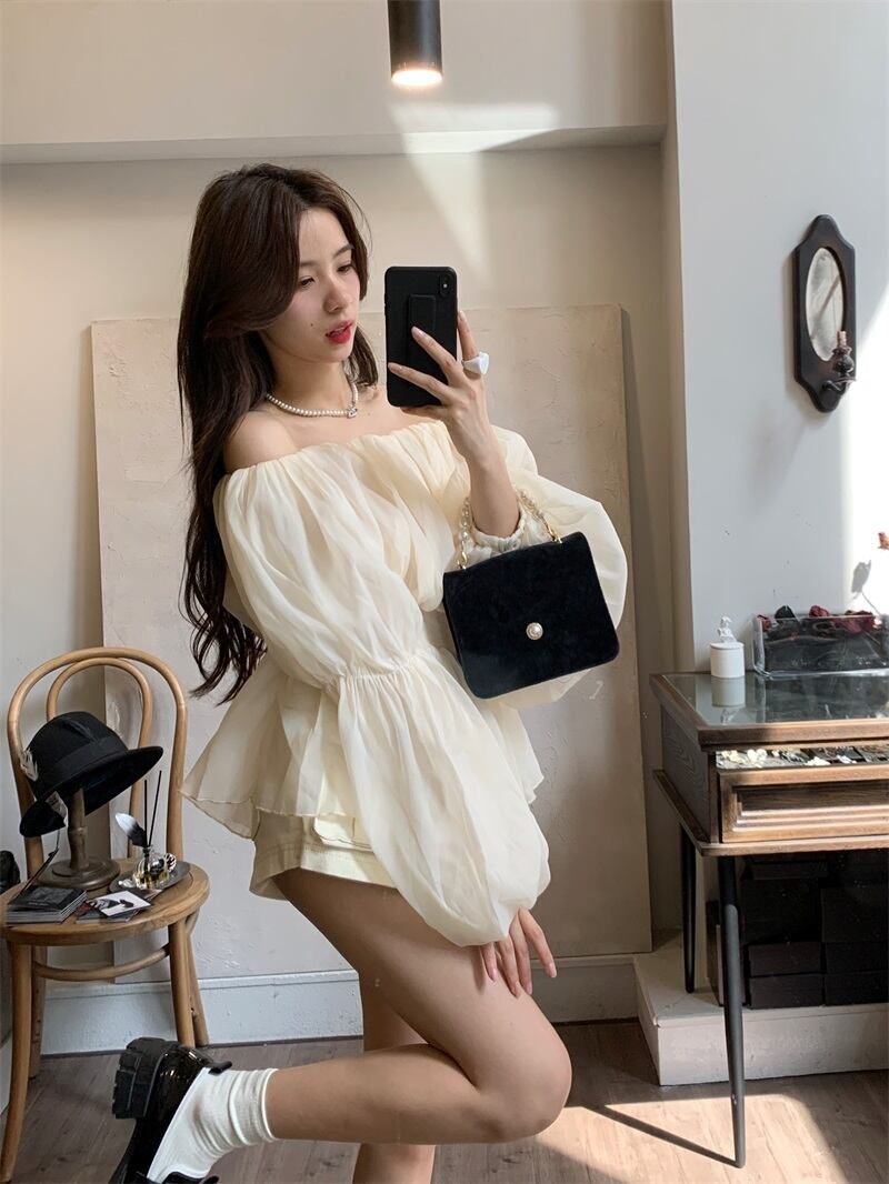 【tops】オフショルダーパフスリーブ ブラウスG20416