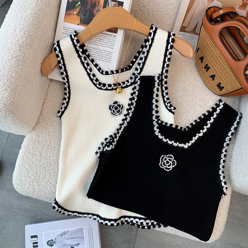 【tops】2色UネックニットタンクトップF7315