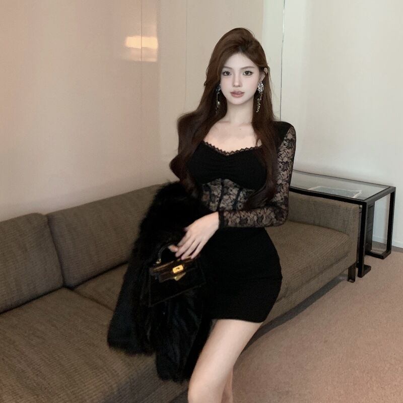 【dress】レース切り替えワンピース　M29606