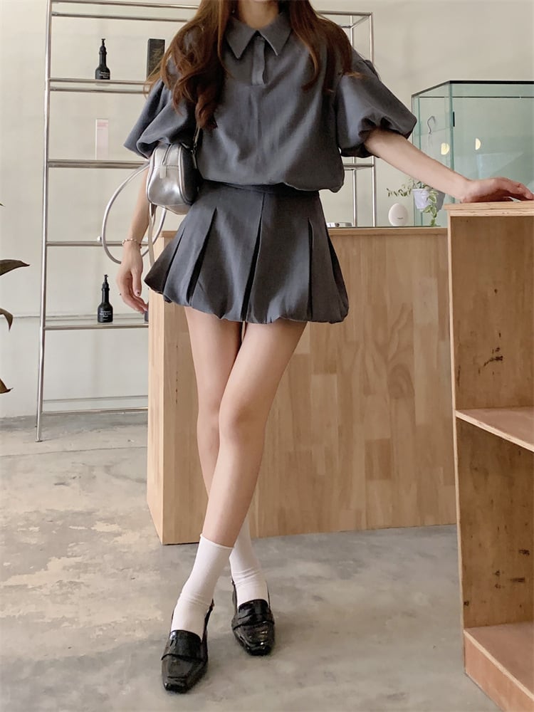 【set】POLOネックTシャツ×スカートセット　M24873