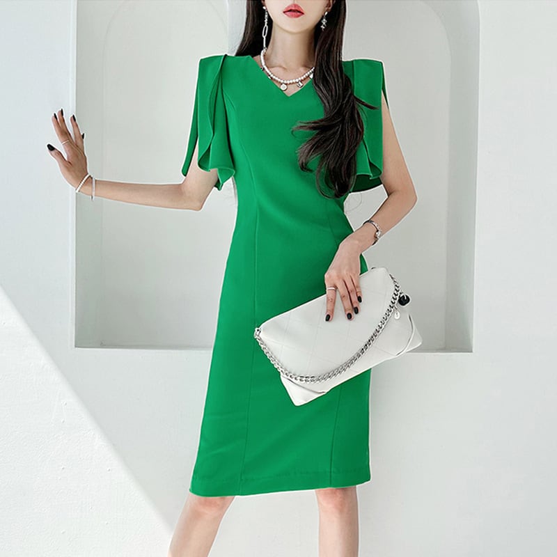【dress】Vネックフリルワンピース　M24286