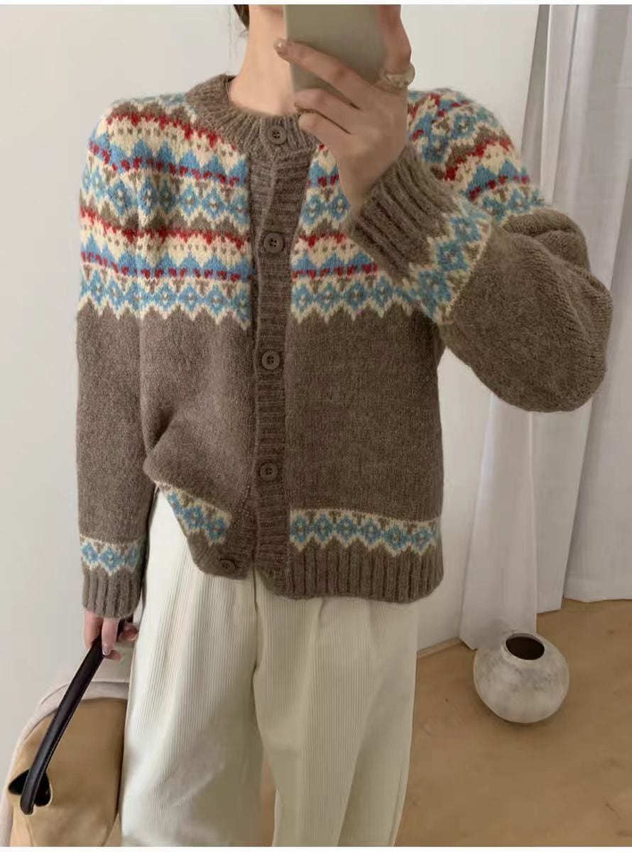 【outer】ジャカードニットカーデ　M27424