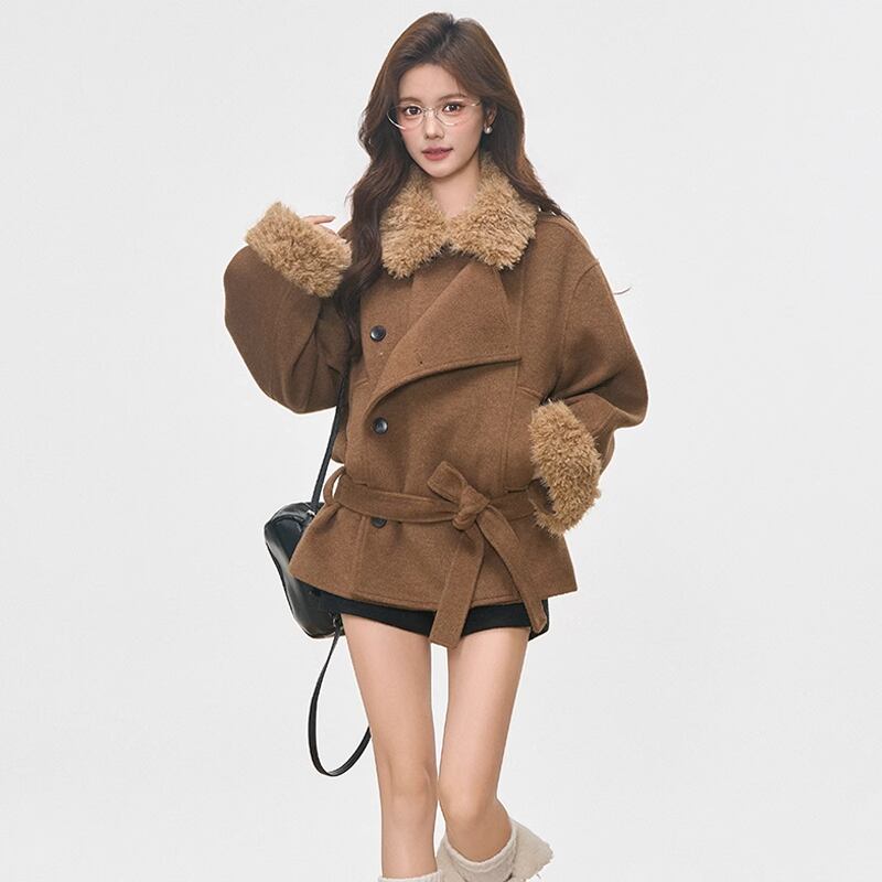 【outer】ファー付きラシャコート Q7219