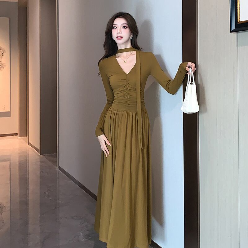 【dress】チョーカー付Vネックワンピース　M28249