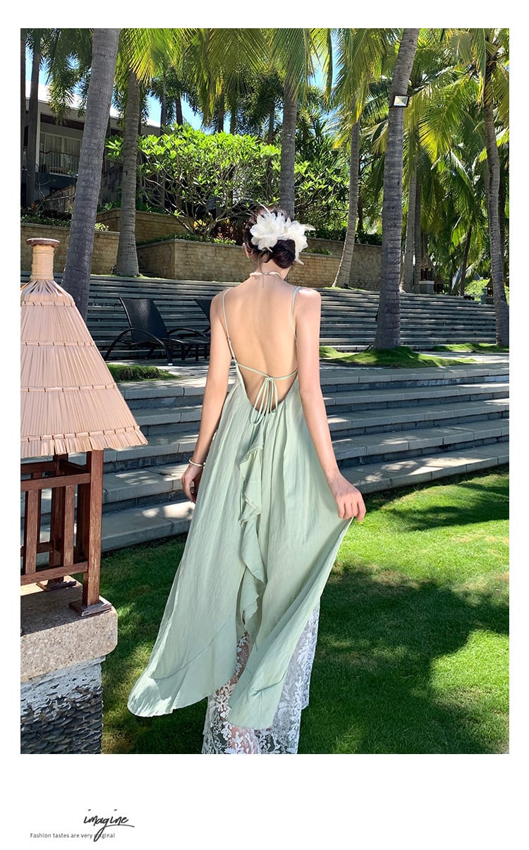 【dress】レース切り替えキャミワンピース　M25185