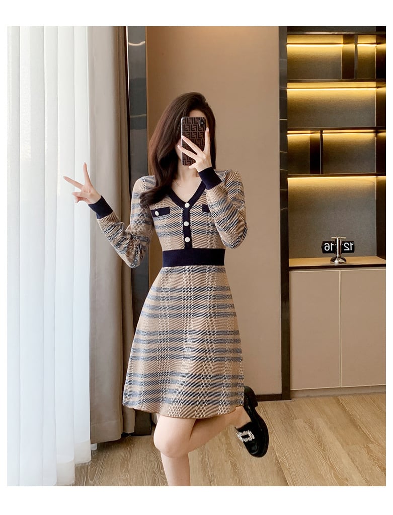 【dress】Vネックワンピース　M25463