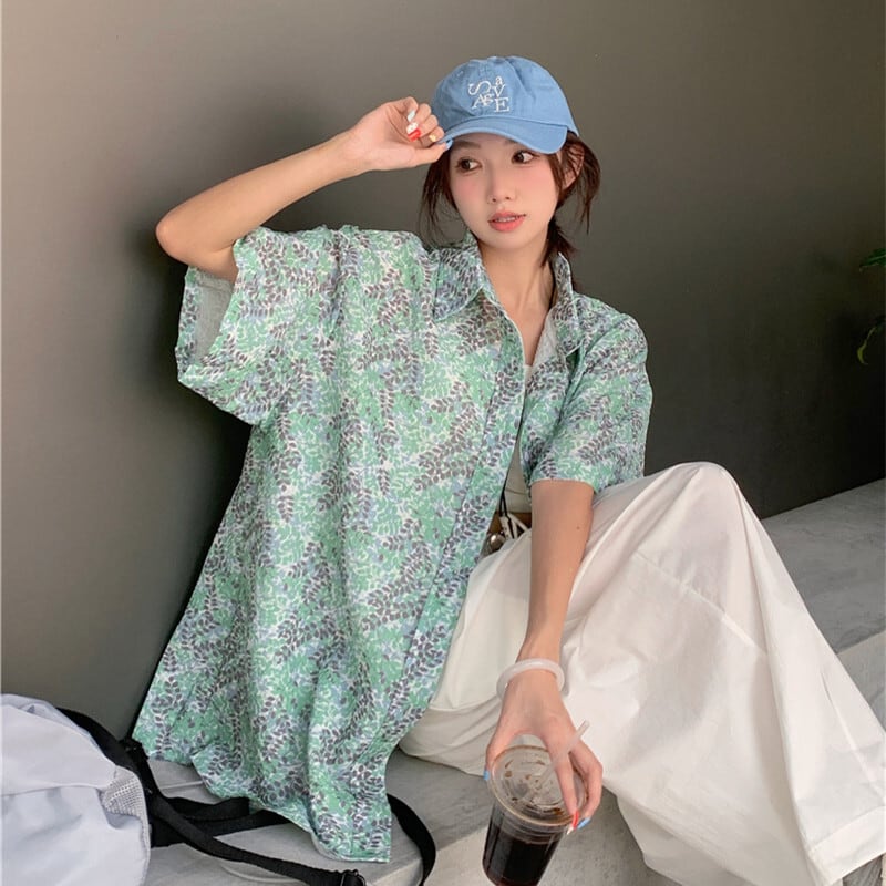 【tops】花柄シャツトップス　M25174