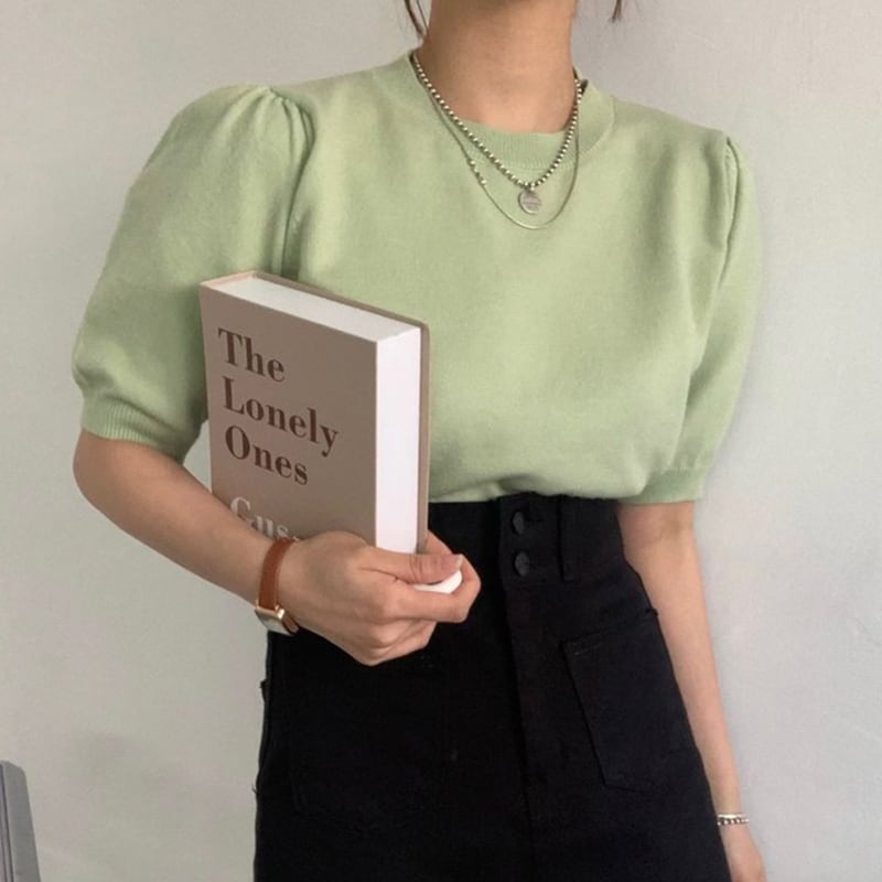 【tops】5色ニットＴシャツF7426