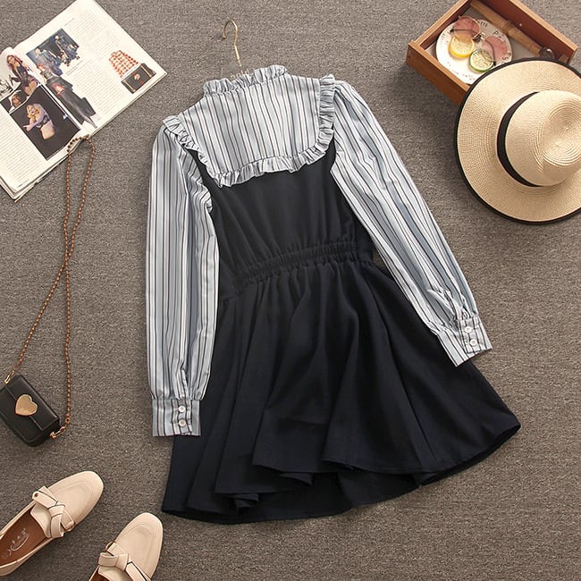 【dress】ドッキングリボン付きワンピース　M18822