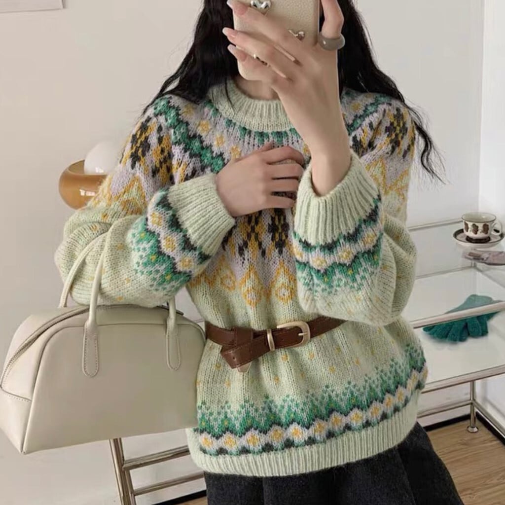 【tops】クルーネックニットセーター　M28603