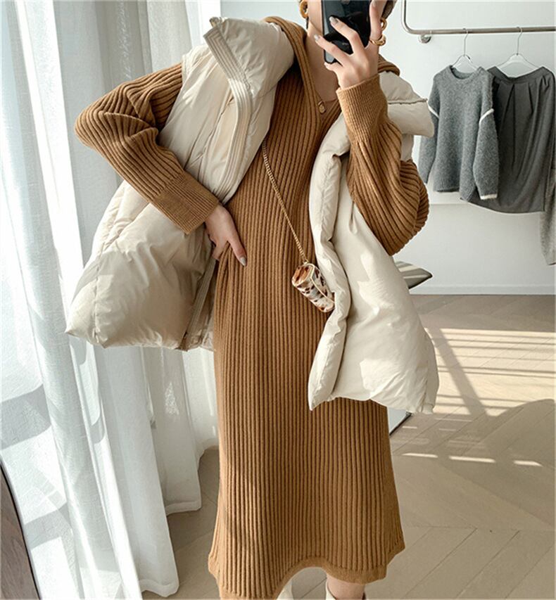 【dress】フード付きニットワンピース　M18237