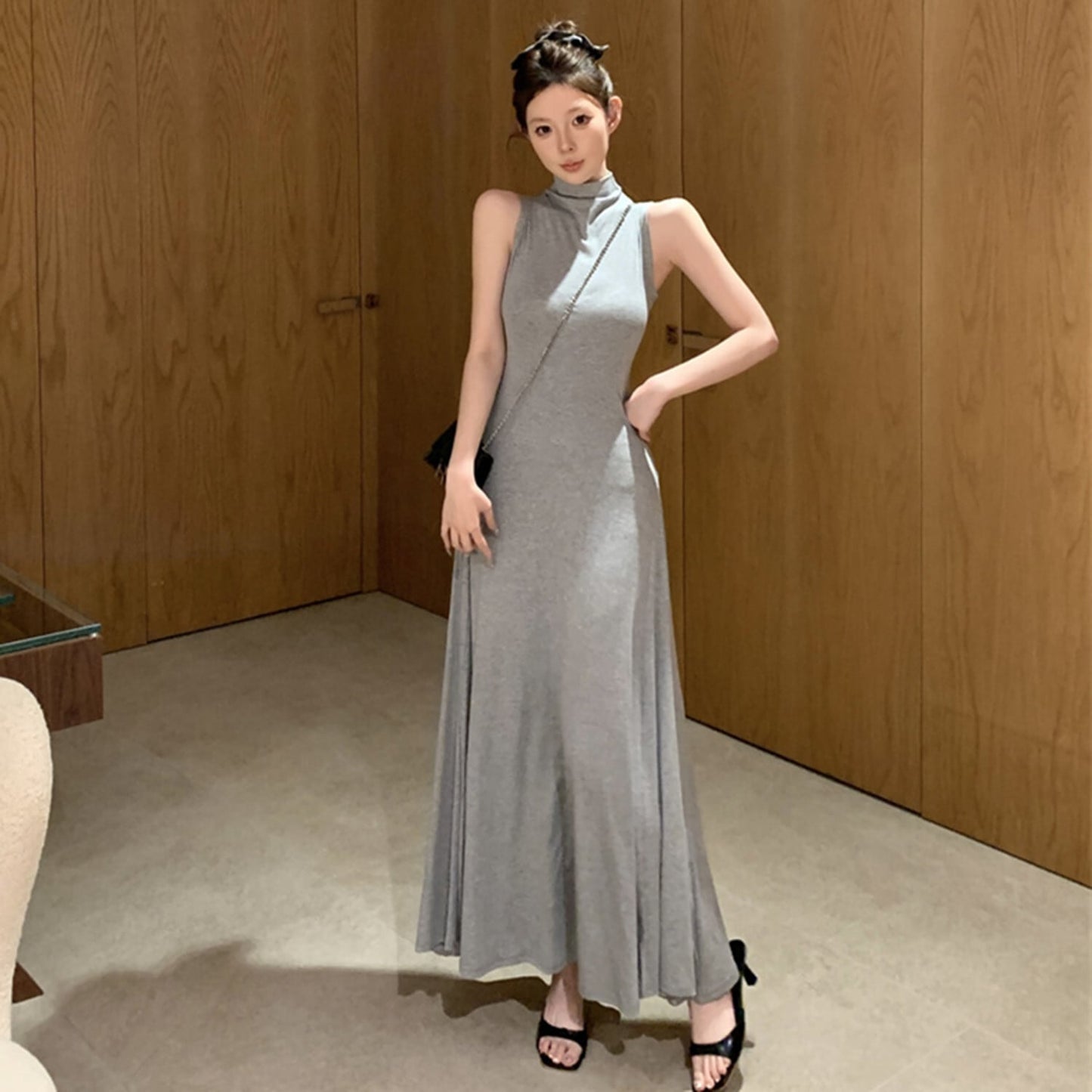 【dress】ハイネックノースリーブワンピース　N2978