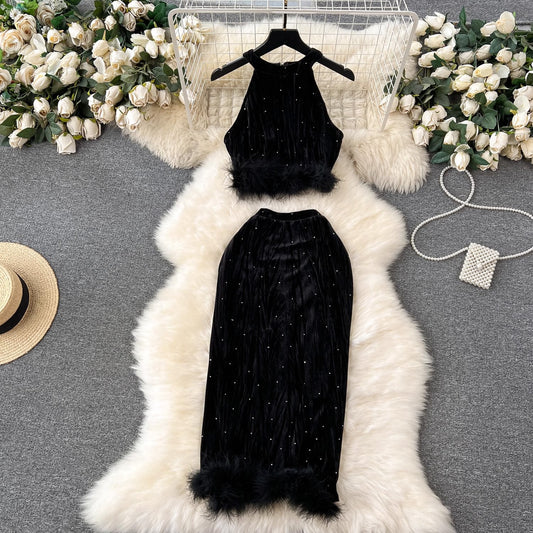 【set】フリンジキャミソール+スカート2点セットF7521