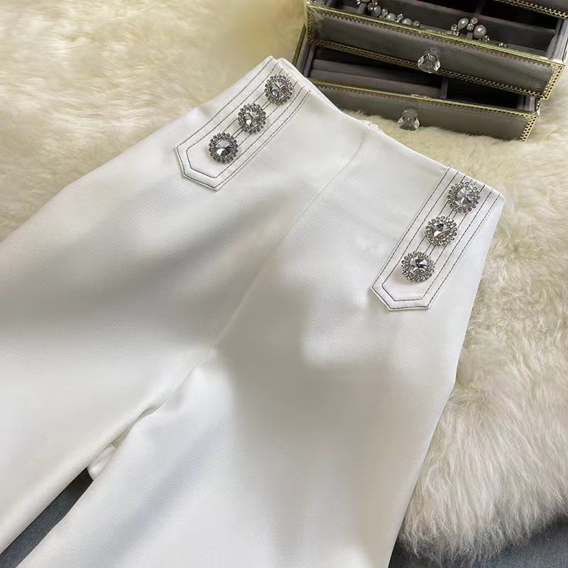 【bottoms】細身効果抜群♪2色ハイウエスト合わせやすいファスナー無地ガウチョパンツF1554