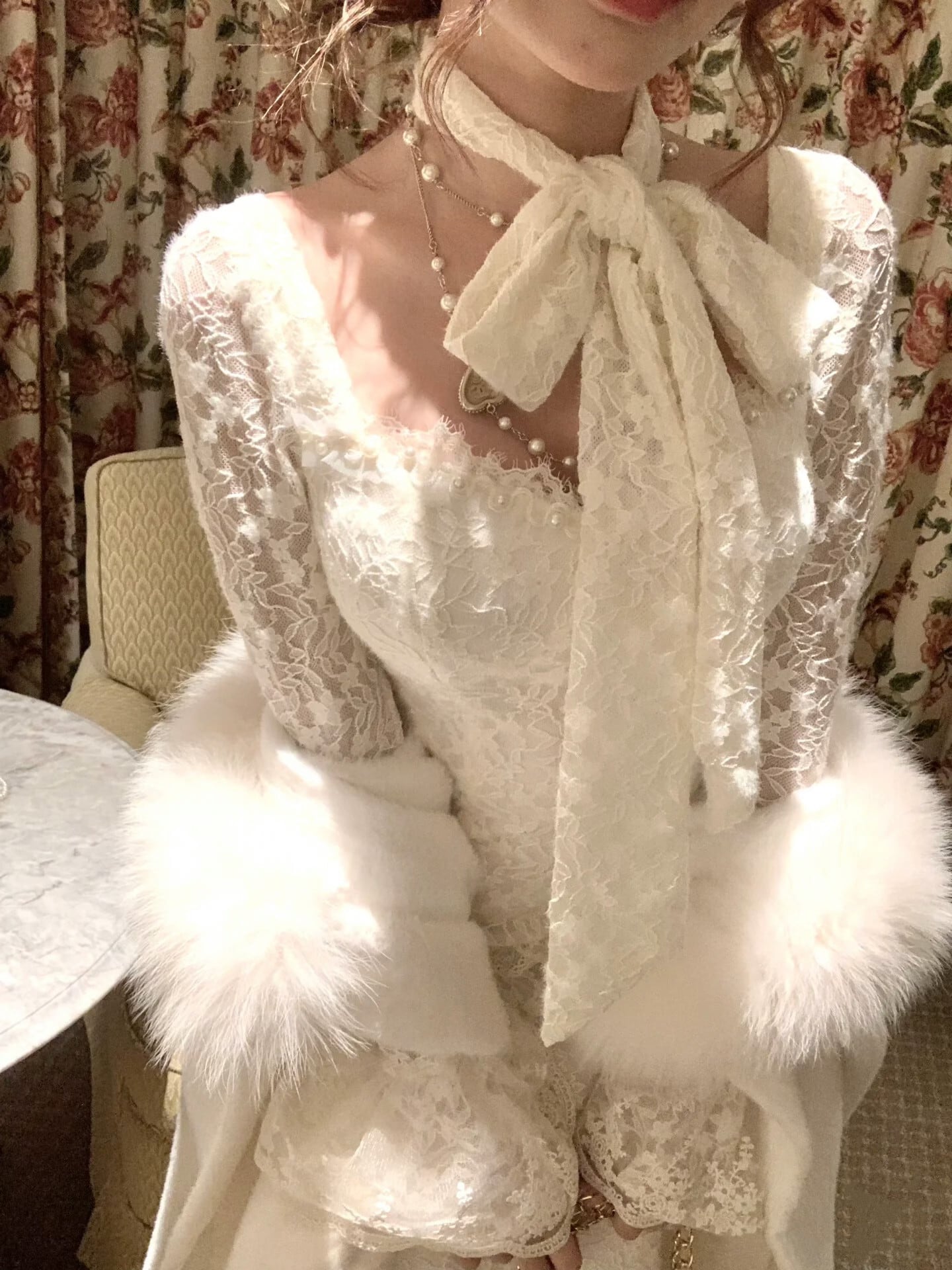 【dress】ベルスリーブマーメイドレースワンピース　N3499