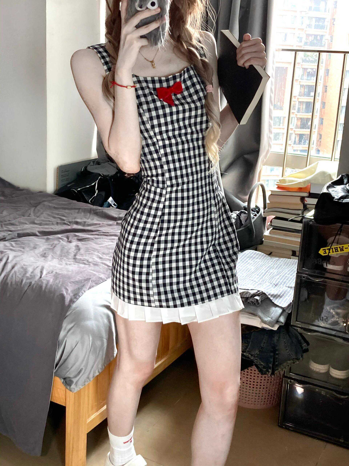 【dress】チェック柄キャミワンピース　M30056