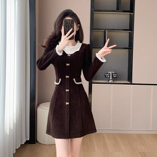 【dress】レトロ偽二つ切り替えワンピース G19177