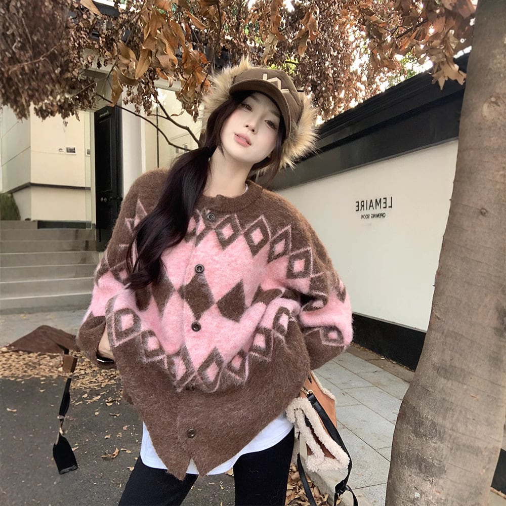 【outer】ダイヤモンドニットカーデ　M27738